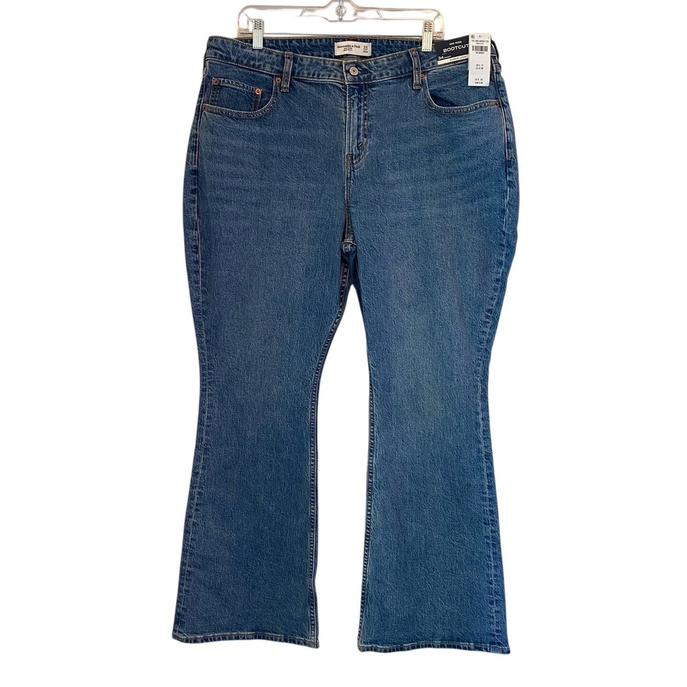 Abercrombie Fitch Curve Love Mid Rise Bootcut Jeans Women 34x30 Fit 36 Short NEW